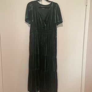 Anthropologie Dark Green Velvet Maxi Dress